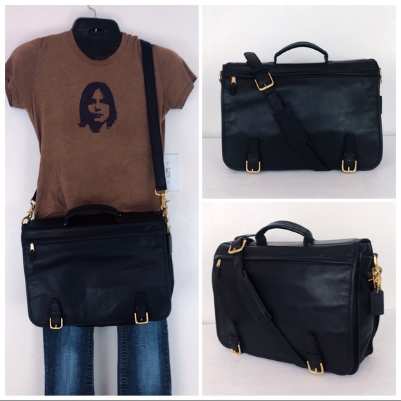 Coach Other - Coach VTG Black Leather Briefcase Messenger Bag
